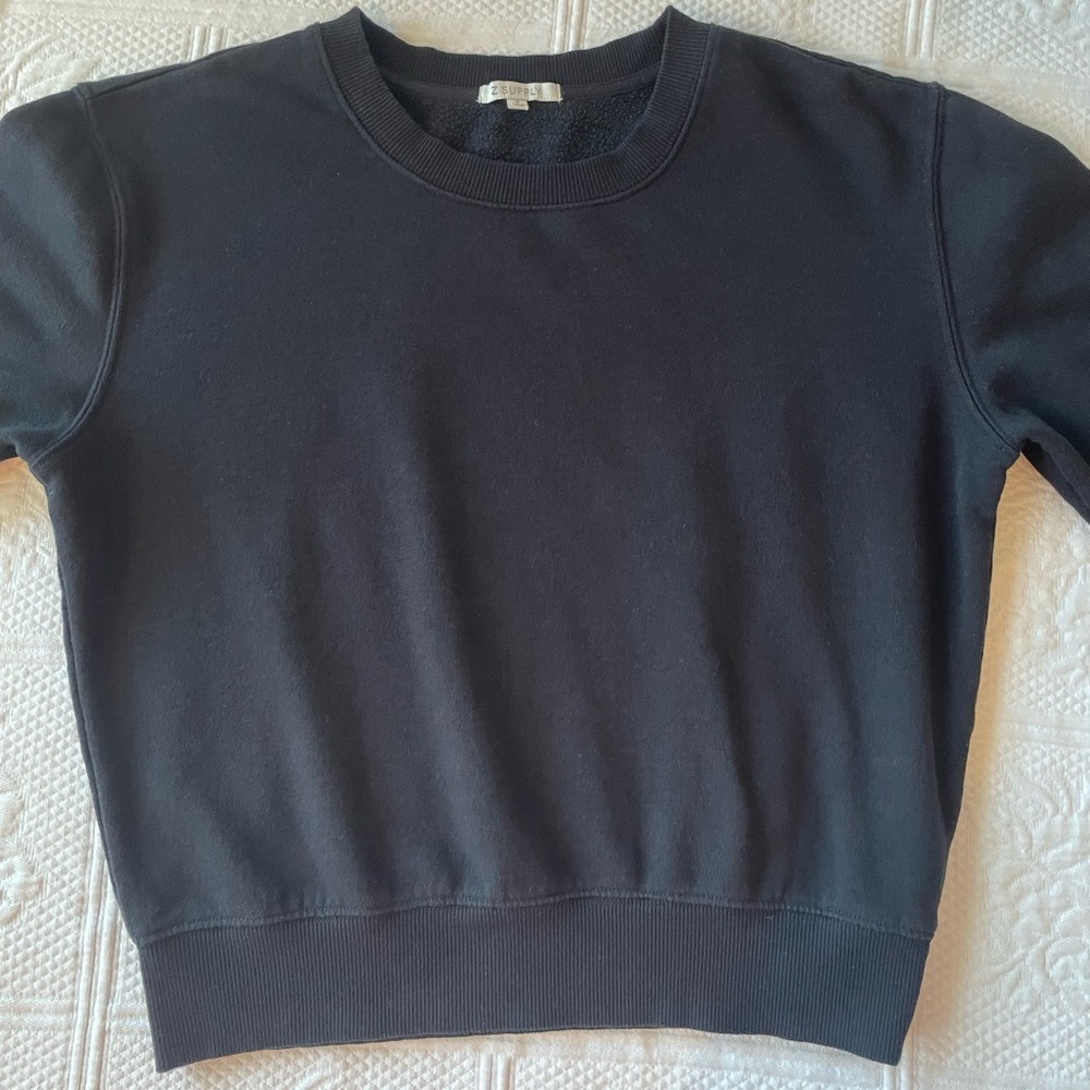 Z Supply Classic Crew Sweatshirt Black XS - Picture 3 of 11